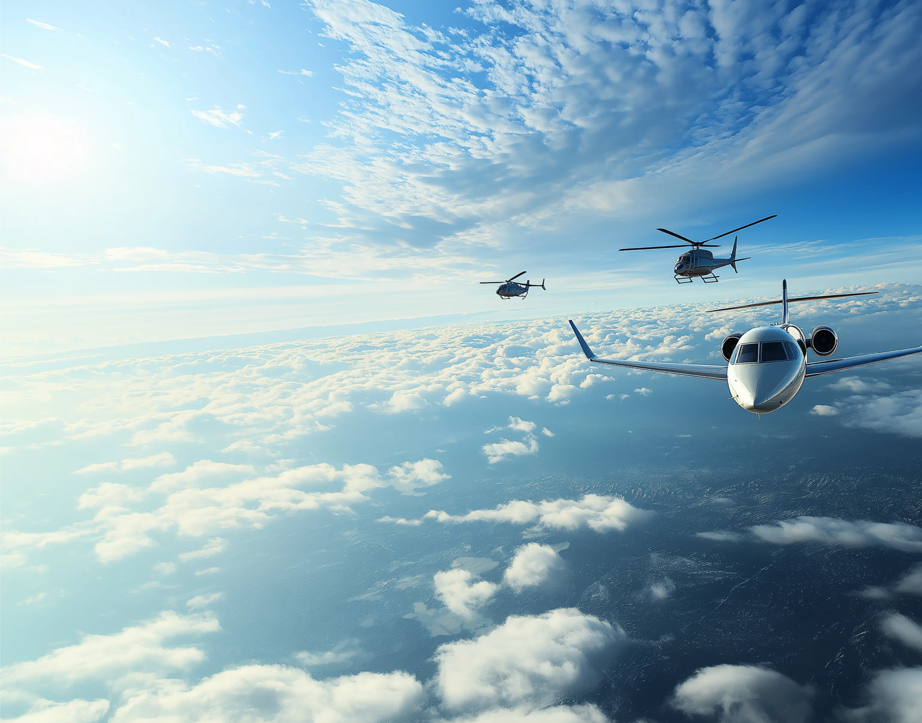 Aeronefs volant dans le ciel